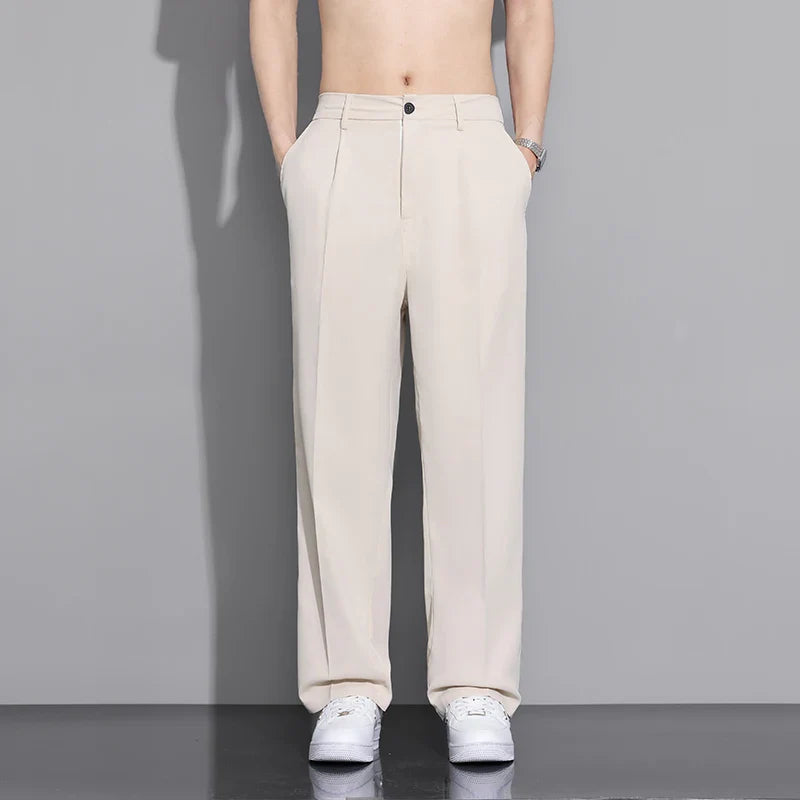 White Luxury Draped Suit Pants Men Fashion Dress Pants Korean Loose Straight Casual Pants Mens Office Formal Trousers Male S-3XL
