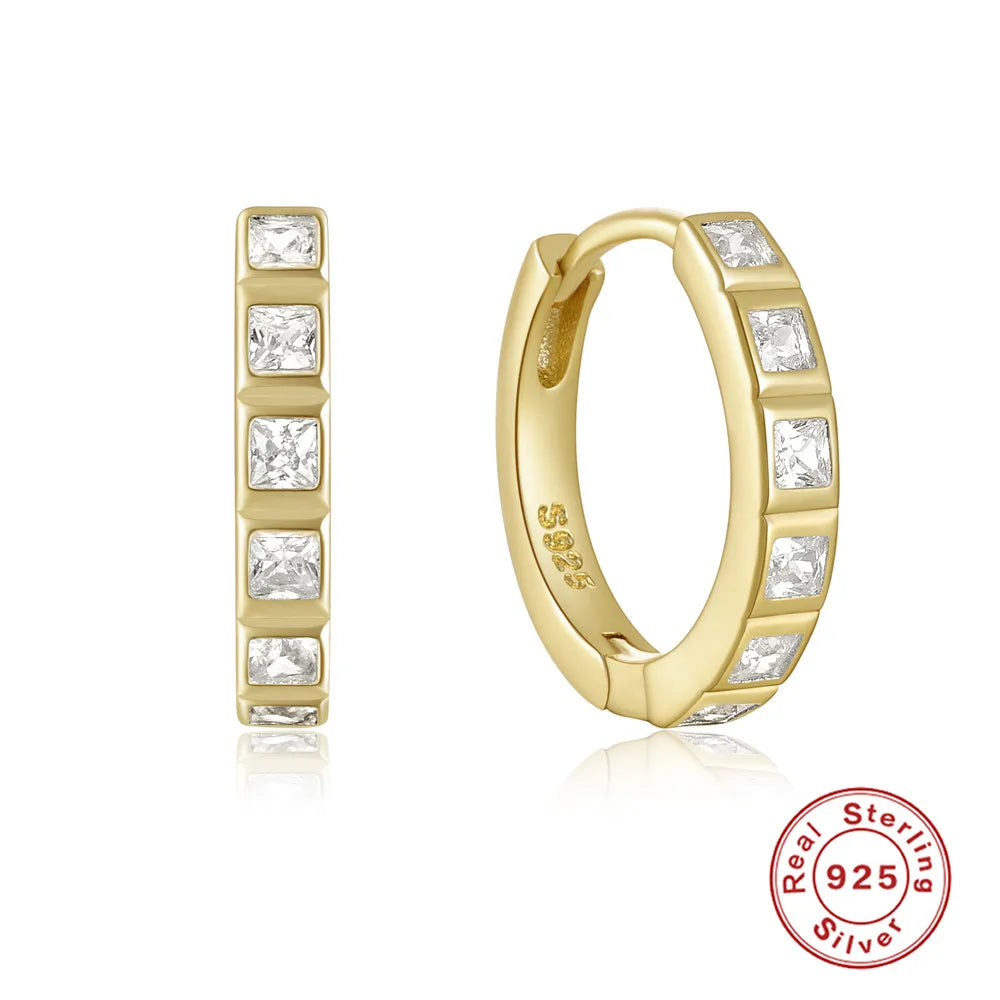 Ins Star Anise 925 Sterling Silver  Earring For Women Hoop Earrings Crystal Fine Jewelry Glossy 18K Gold Mom Gift Trend