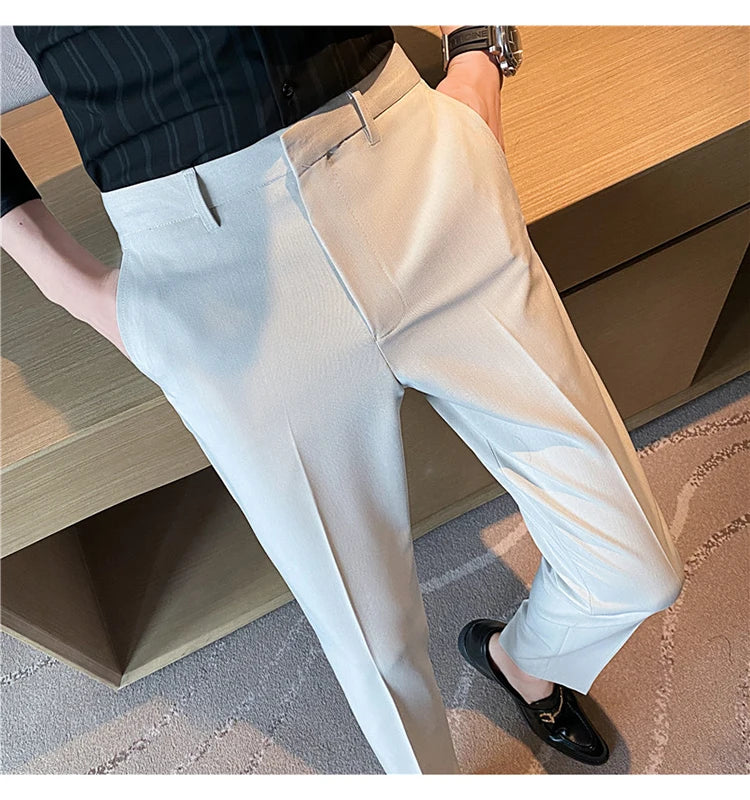 Men Solid Boutique Suits Pants Male Formal Wear Wedding Dress Trousers Quality Men British Style Business Casual Suit Pants 36
