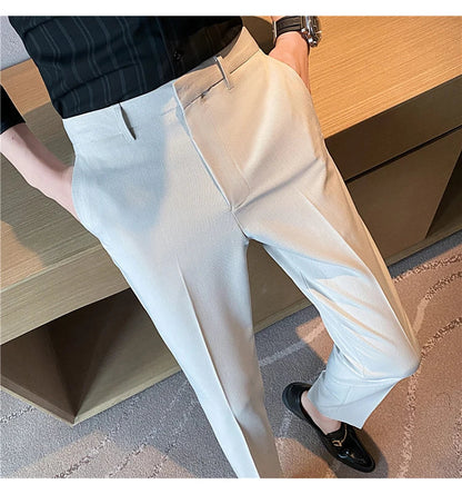 Men Solid Boutique Suits Pants Male Formal Wear Wedding Dress Trousers Quality Men British Style Business Casual Suit Pants 36