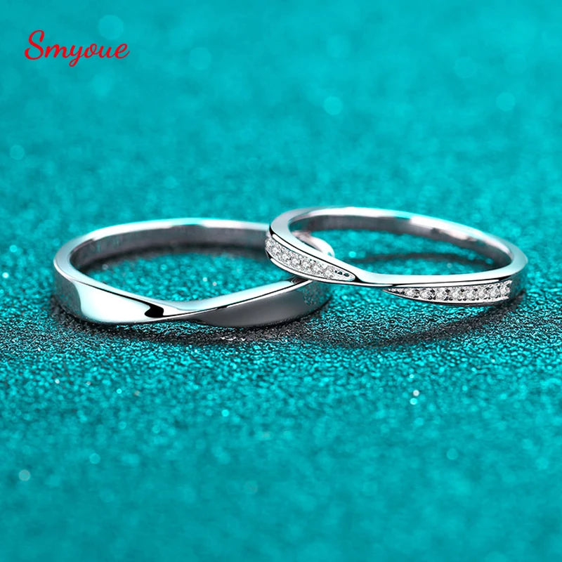 100% 925 Sterling Silver Moissanite Ring for Women Men Couple Ring Valentine's Day Gift White Gold Plated Unisex Band