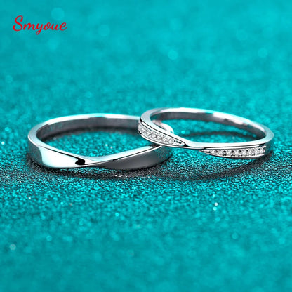 100% 925 Sterling Silver Moissanite Ring for Women Men Couple Ring Valentine's Day Gift White Gold Plated Unisex Band