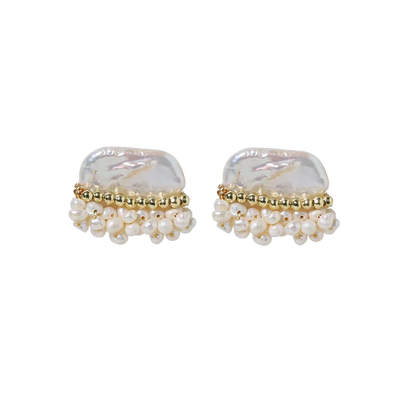 Natural Freshwater Baroque Pearl Earrings Korean Style Women Luxury Jewelry Fashion Ladies and Girls Gift GE1586