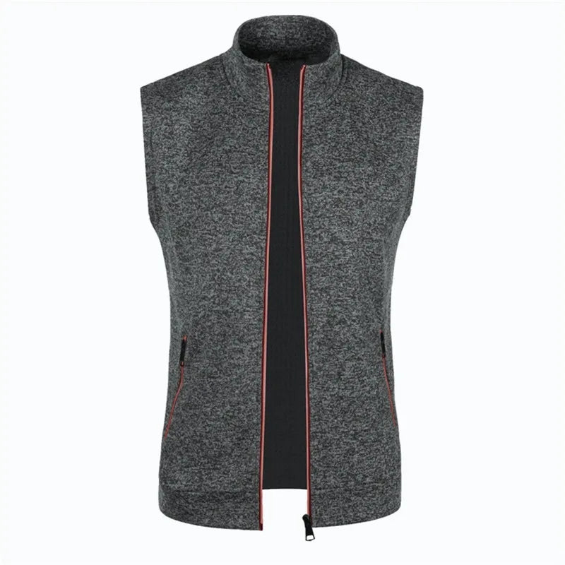 Autumn Mens Zipper Sleeveless Coats Outdoor Turtleneck Sweaters Breathable Solid Color Streetwear Jacket Vest Men Athletic Tops
