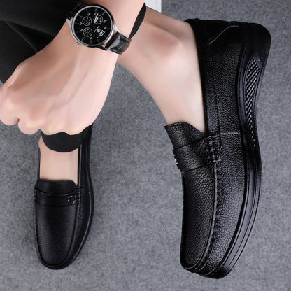 Genuine Leather Casual Shoes Men Handmade Slip on Platform Walking Shoes Outdoor Footwear Driving Loafers Breathable Sneakers