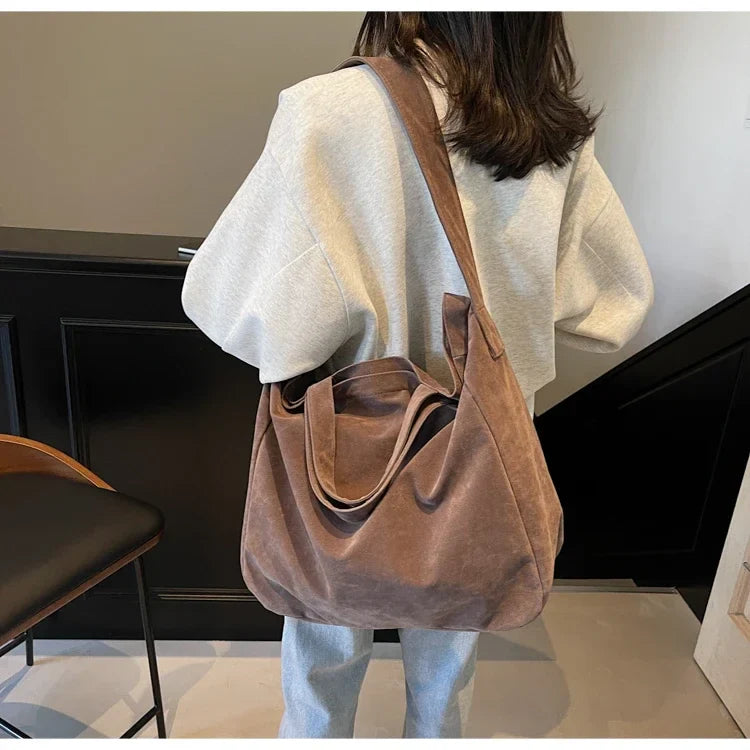 Large Capacity Velvet 2024 Hot Selling Tote Bag Zipper Solid Color Popular Fashion Handbag Soft Simple Commuting Shoulder Bag