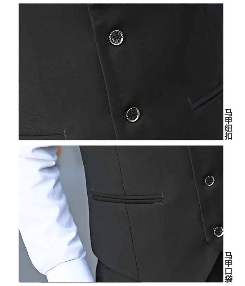 Suit Men Fashionable, Form-fitting Business Gentleman Striped Formal Suit, High-end Professional Wedding (Blazer+Vest+Pants)