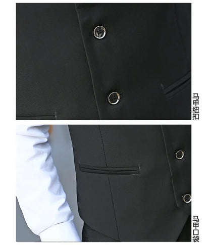 Suit Men Fashionable, Form-fitting Business Gentleman Striped Formal Suit, High-end Professional Wedding (Blazer+Vest+Pants)