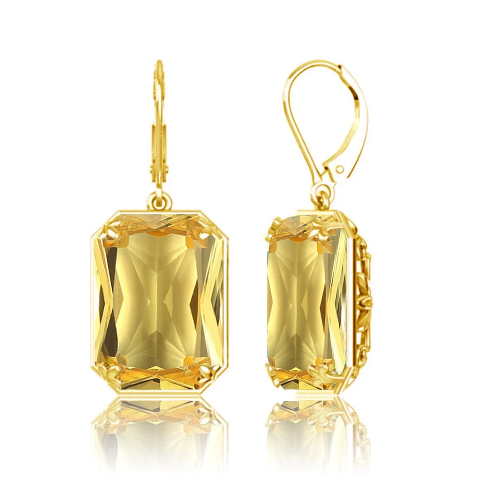 Vintage Ruby Drop Earrings 18K Gold Plated Women Luxury Hanging 925 Sterling Silver Hoop Earrings Engagement Fine Jewelry Gift