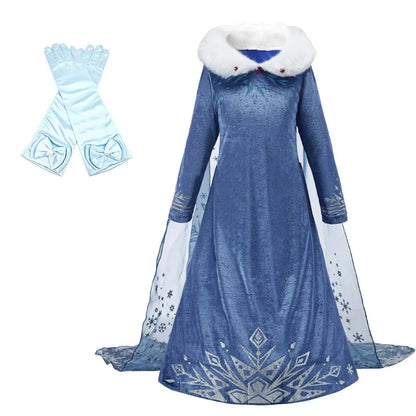 Children Snow Queen Princess Dress Winter Girl Elsa Costume Carnival Birthday Holiday Party Dress Kids New Outfit Clothes 2025