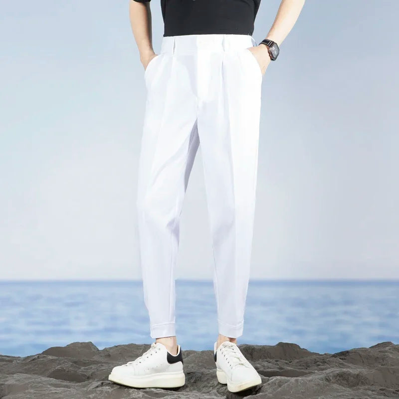 Korean Fashion Summer Men's Casual Harem Pants High Street Loose Bound Feet Sweatpants Male Black Gray White Jogging Trousers