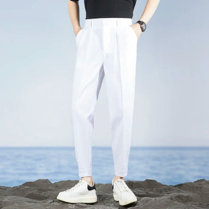 Korean Fashion Summer Men's Casual Harem Pants High Street Loose Bound Feet Sweatpants Male Black Gray White Jogging Trousers