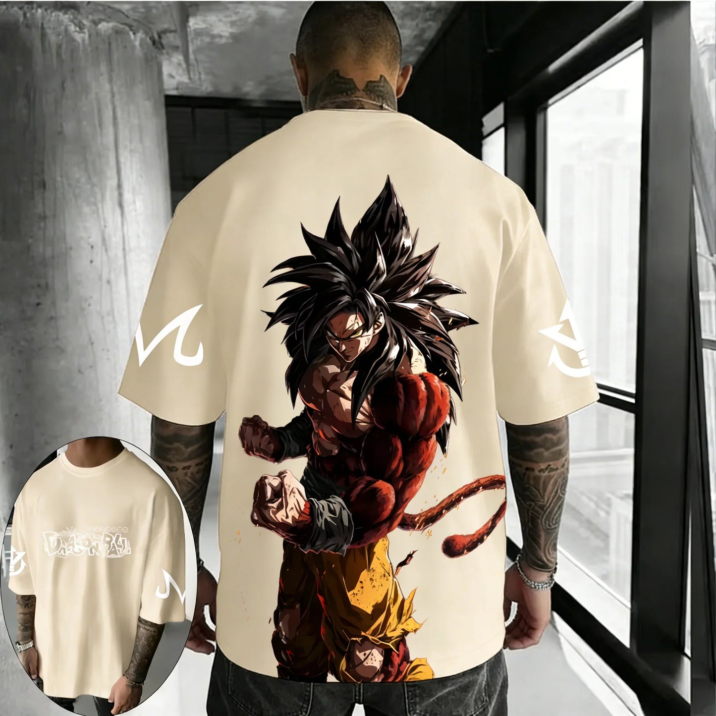 T-shirt Summer New Super Saiyan 4 Co Branded Men's Street Hip Hop Oversized Casual Short Sleeve Top