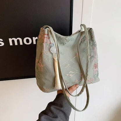 Hot Selling Chinese Style Embroidered Fashionable Women's Shoulder Bag 2026 Summer New Trend Large Capacity Handbag