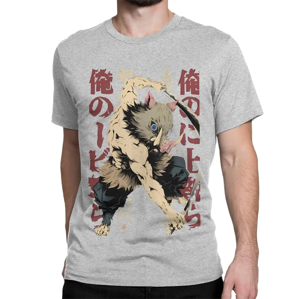 Inosuke Demon Slayers Men Women T Shirt Japanese Anime Nezuko Casual Tees Short Sleeve O Neck T-Shirts Pure Cotton 6XL Clothes