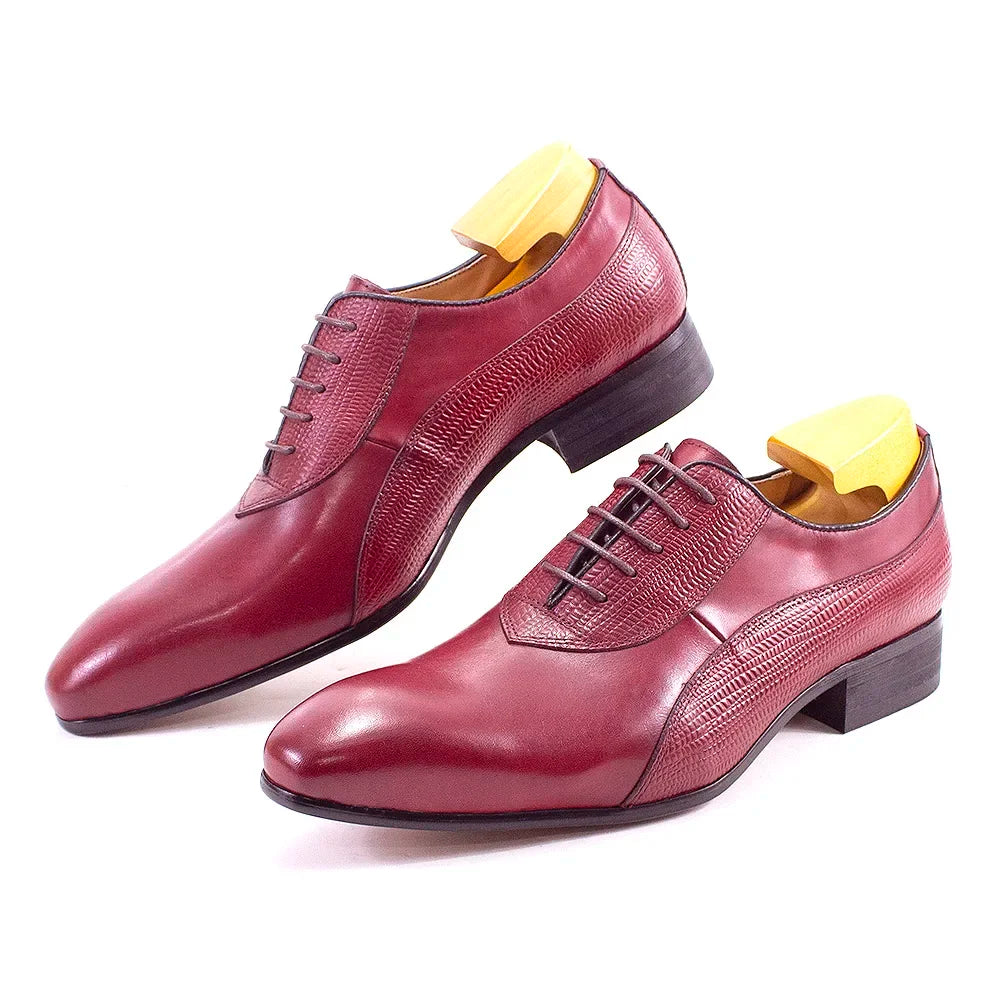Luxury Genuine Leather Men's Dress Shoes Oxford Handmade Formal Office Business Wedding Classic Lace-Up Footwear