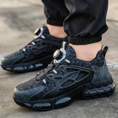 Rotating Button Safety Shoes Men Work Shoes Steel Toe Cap Working Boots Sneakers Man Anti Puncture Dangerous Work Shoes
