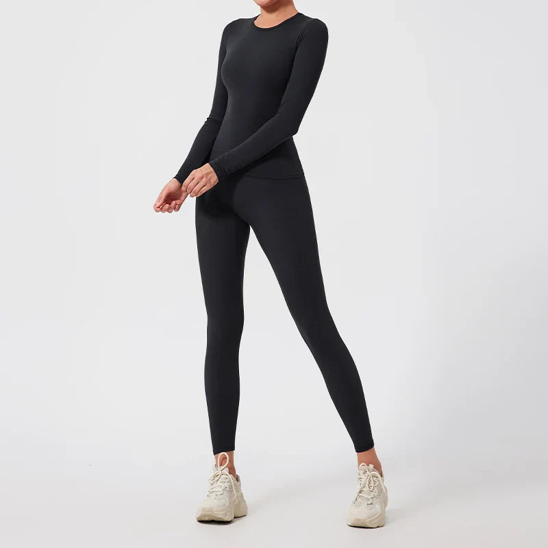 2Pcs Sets Gym Clothes Sports Outfit Suit Women Outdoors Workout Tights Set Yoga Wear Female Running Training T-Shirt