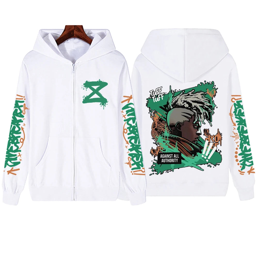 2025 Anime Arcane Vi Zipper Hoodie Harajuku Pullover Tops Long Sleeve Loose Casual Sweatshirts