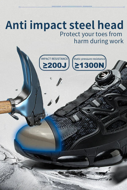 Rotating Button Safety Shoes Men Work Shoes Steel Toe Cap Working Boots Sneakers Man Anti Puncture Dangerous Work Shoes