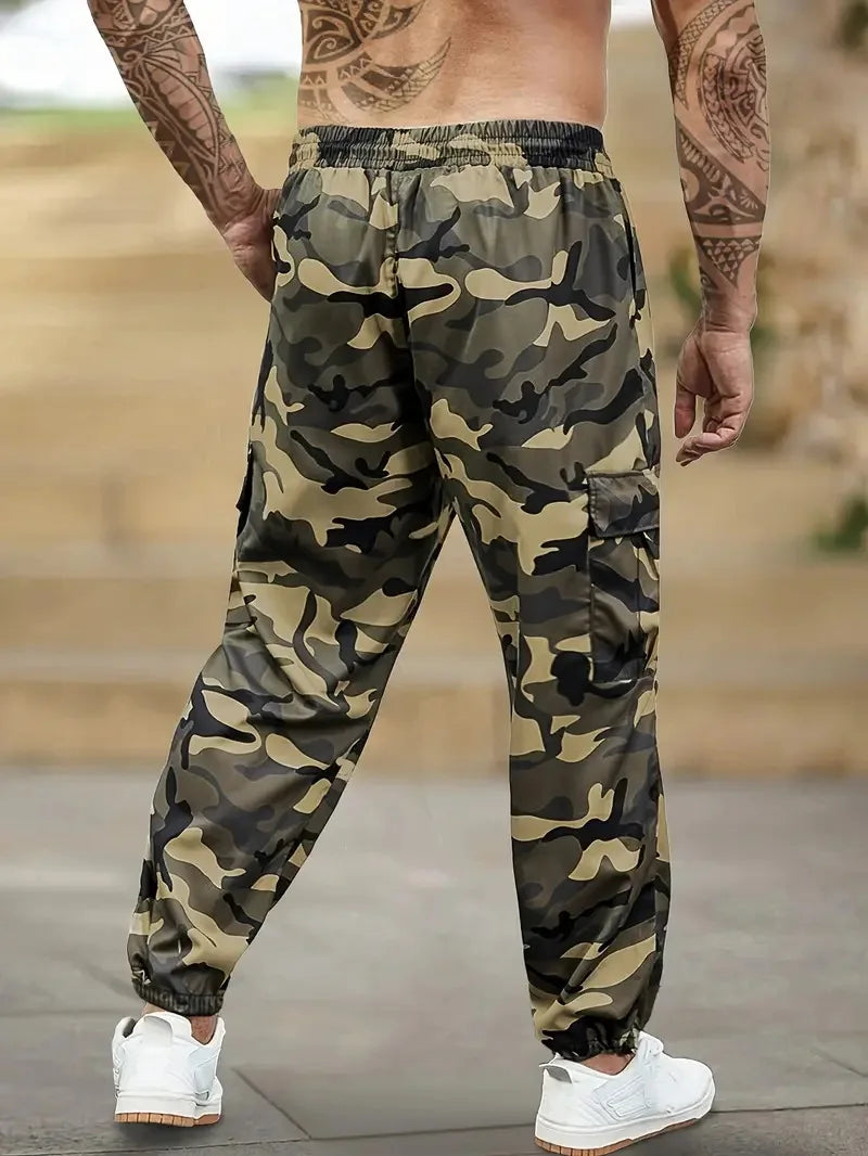 Men's Cargo Pants Multi-Pockets Camouflage Trousers Autumn Lightweight Casual Sweatpants Outdoor Work Hiking Legged Pants Male