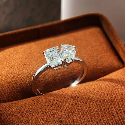 Moissanite Engagement Rings for Women 1ct/2ct D Color VVS1 Diamond with GRA S925 Sterling Sliver Promise Ring