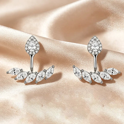 Marquise/Pear Cur Full Moissanite Stud Earrings with Certificate S925 Silver Detachable Jackets Earcuff Drop Earring for Women