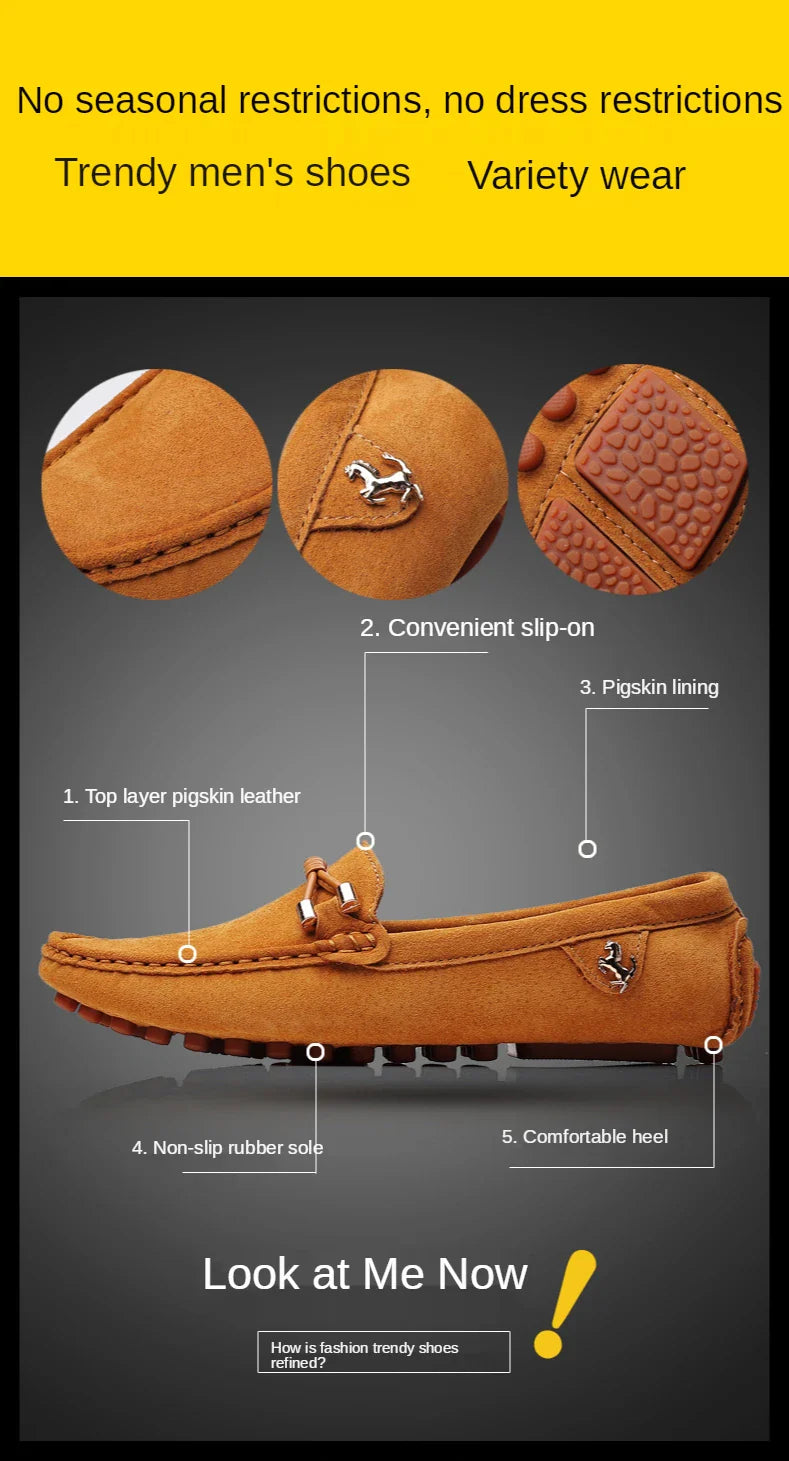 Size 48 Loafers Men Luxury Brand Moccasins Shoes Men Suede Leather Loafers Shoes Slip on Non-slip Driving Loafers for Men