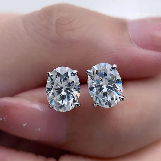 0.5-5ct Oval Cut Moissanite Stud Earring for Women D Color Sparkling Diamond 925 Sterling Silver Ear Studs Party Jewelry Gifts