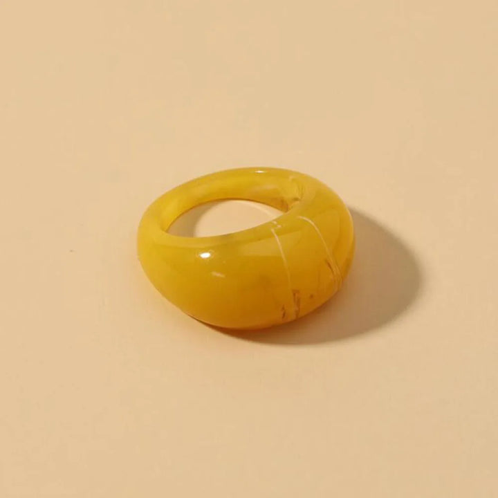 Round Rings For Women Big Kpop Finger Ring For Girls Punk Resin Ring
