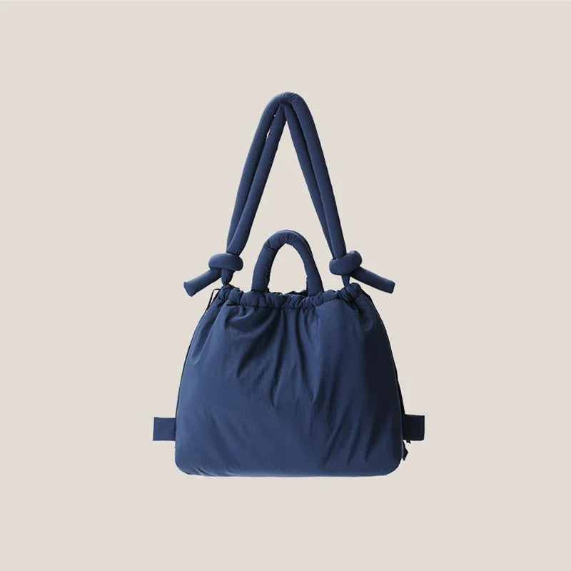 Casual nylon padded tote bag designer soft puffer women shoulder crossbody bags Simple Vintage large capacity handbags 2025