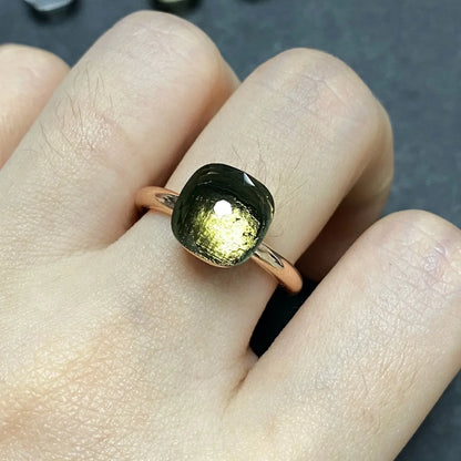 Stylish Purple Crystal Rose Gold Plated Candy Ring 30 Colors Simple Candy Color Jewelry Gift for Women Valentine's Day