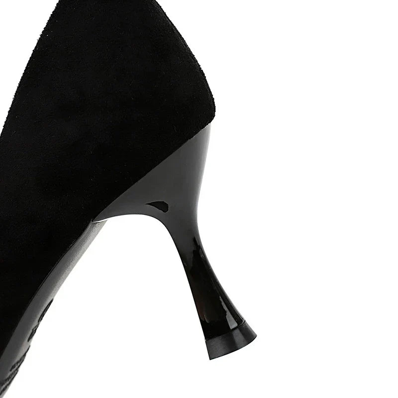 Autumn Simple Elegant 10cm 7cm High Heels Stiletto Womens Shoes Pointed Black Etiquette Professional Single Shoes Wedding Shoes