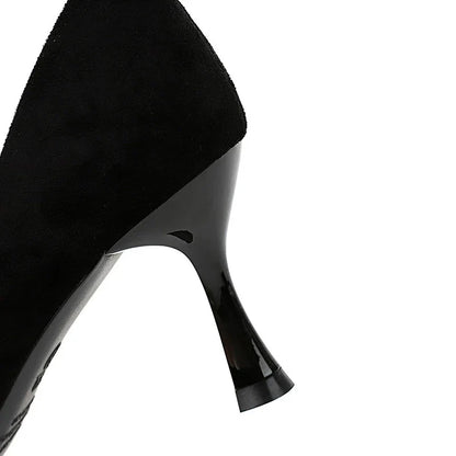 Autumn Simple Elegant 10cm 7cm High Heels Stiletto Womens Shoes Pointed Black Etiquette Professional Single Shoes Wedding Shoes