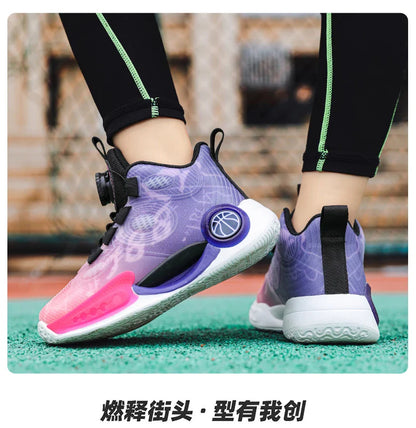 Kids Basketball Shoes Non-slip Breathable Basketball Training Sneakers Boys Girls Athletic Shoes Luminous Children Running Shoes