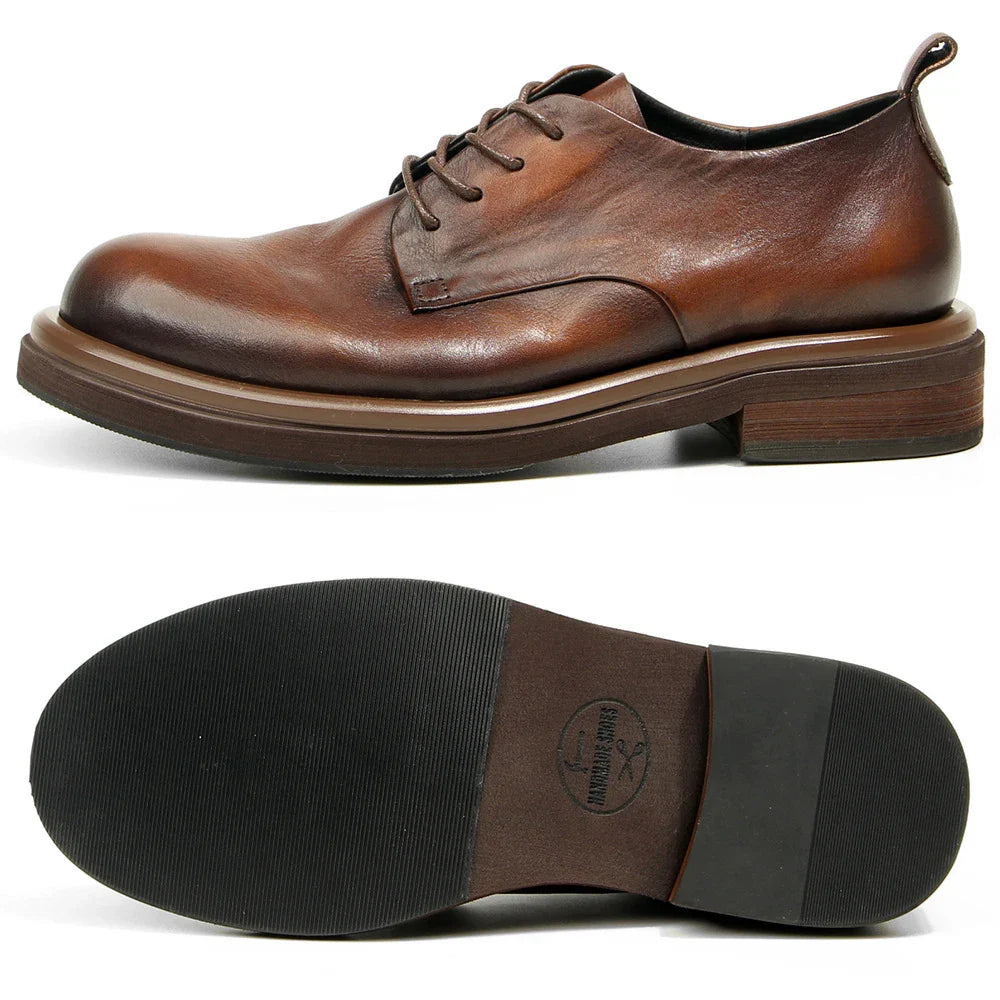 Genuine leather Men's formal shoes Retro Man Leather shoes Luxury Quality Wedding Social Shoes Male Business Shoes Handmade 2026