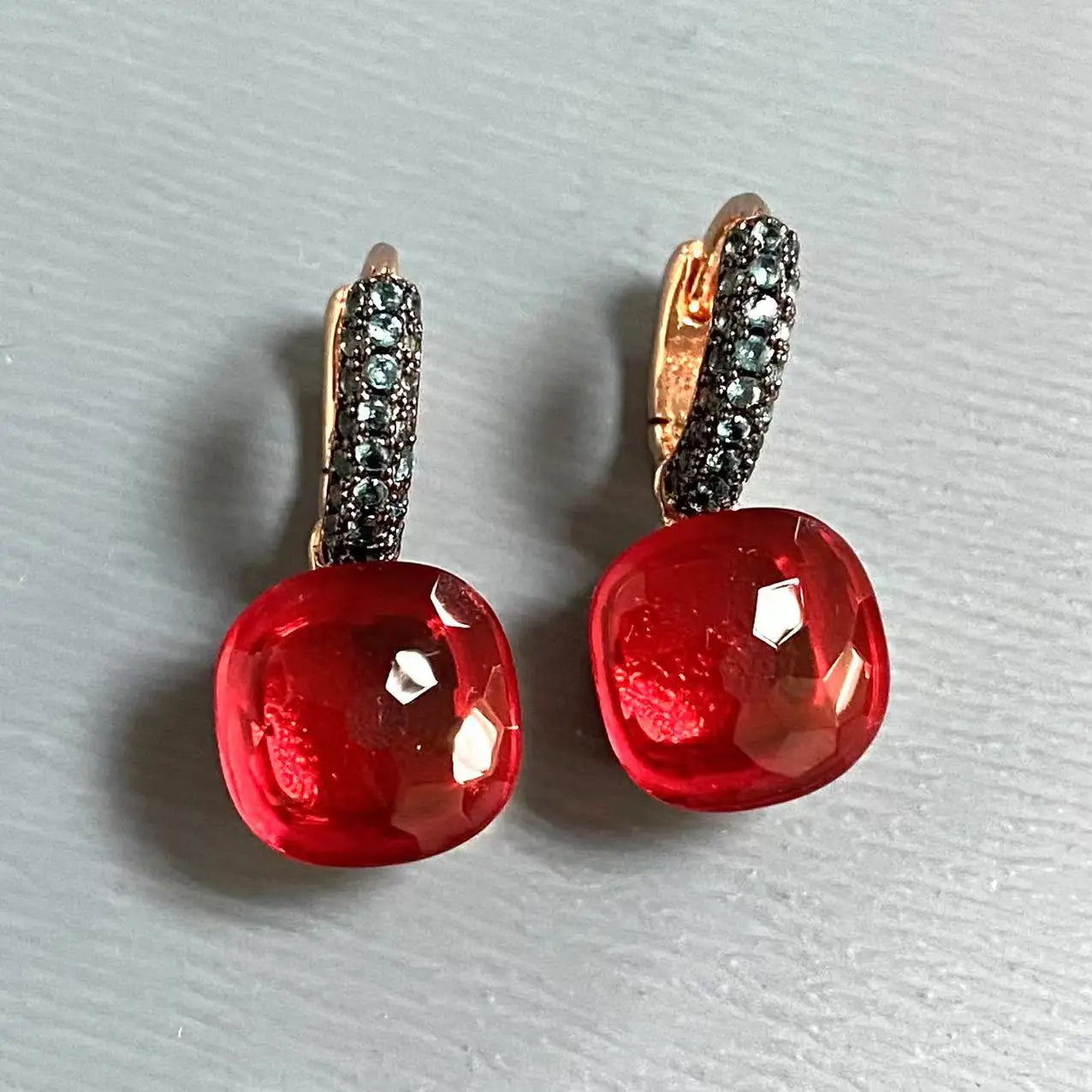 Classic Nudo Earrings Inlay Blue Topaz Zircon With Black Gun Plated Brown Crystal Earrings Fashion Jewelry Gift For Women