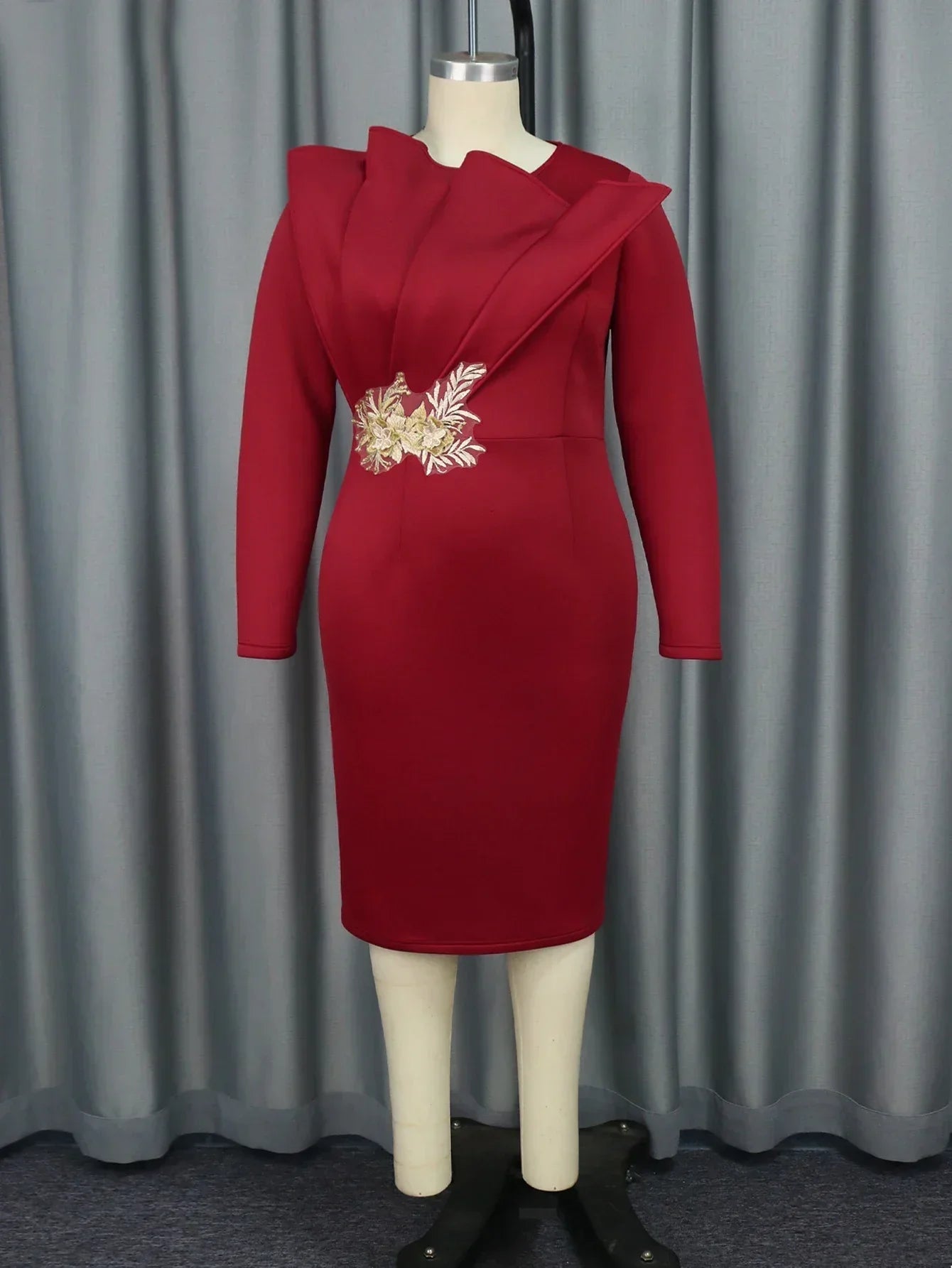 Elegant Church Dresses for Women Party Bodycon Long Sleeves with Lace Appliques Sheath Classy Occasion Africa Wedding Guest