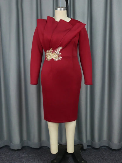 Elegant Church Dresses for Women Party Bodycon Long Sleeves with Lace Appliques Sheath Classy Occasion Africa Wedding Guest