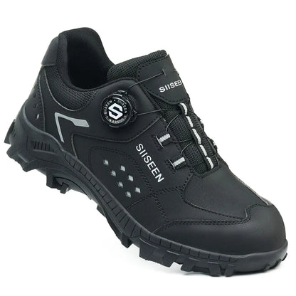 Steel Toe Safety Shoes for Men - Puncture Proof, Slip Resistant & Durable Work Boots for Construction, Outdoor Industrial Use