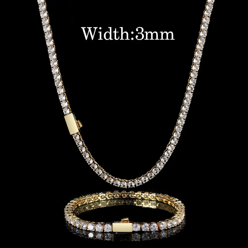 Hip Hop Jewelry Cubic Zirconia Iced Out Tennis Chain Iced Out 18k Gold Plated Bling Necklace For Women Free Custom Laser Logo