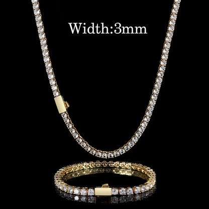 Hip Hop Jewelry Cubic Zirconia Iced Out Tennis Chain Iced Out 18k Gold Plated Bling Necklace For Women Free Custom Laser Logo