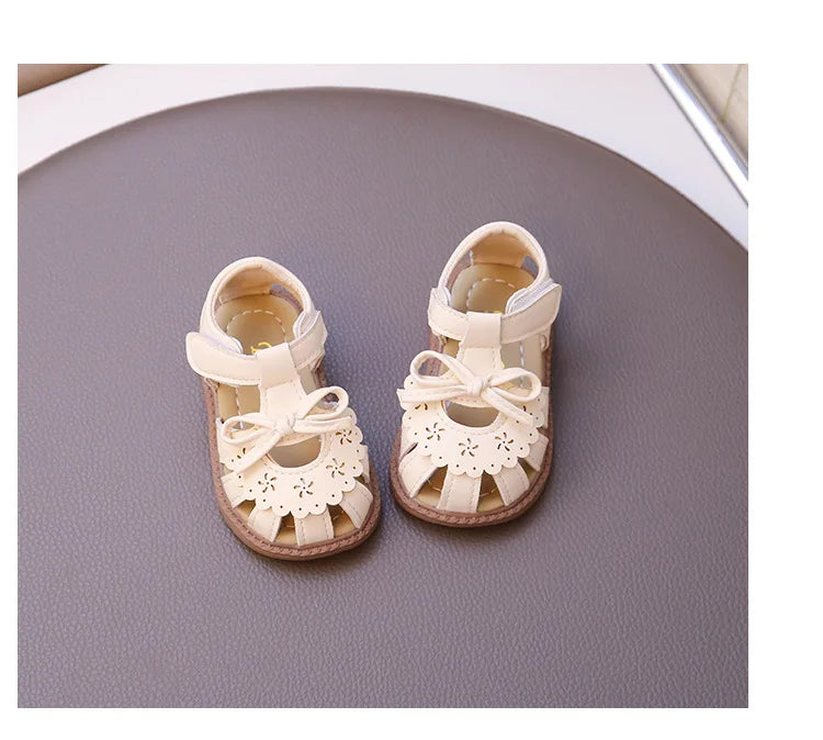 Summer Baby Girls Sandals Cut-Outs Lace Princess Shoes Children Sandals Anti Slip Soft Sole Toddler Kids Beach Shoes Size 15-25
