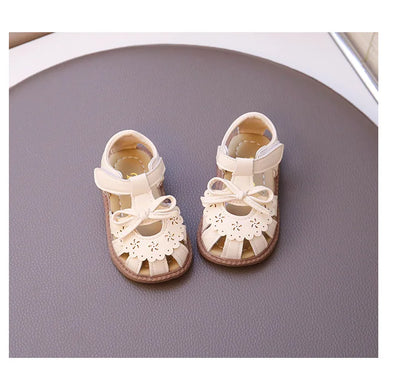 Summer Baby Girls Sandals Cut-Outs Lace Princess Shoes Children Sandals Anti Slip Soft Sole Toddler Kids Beach Shoes Size 15-25