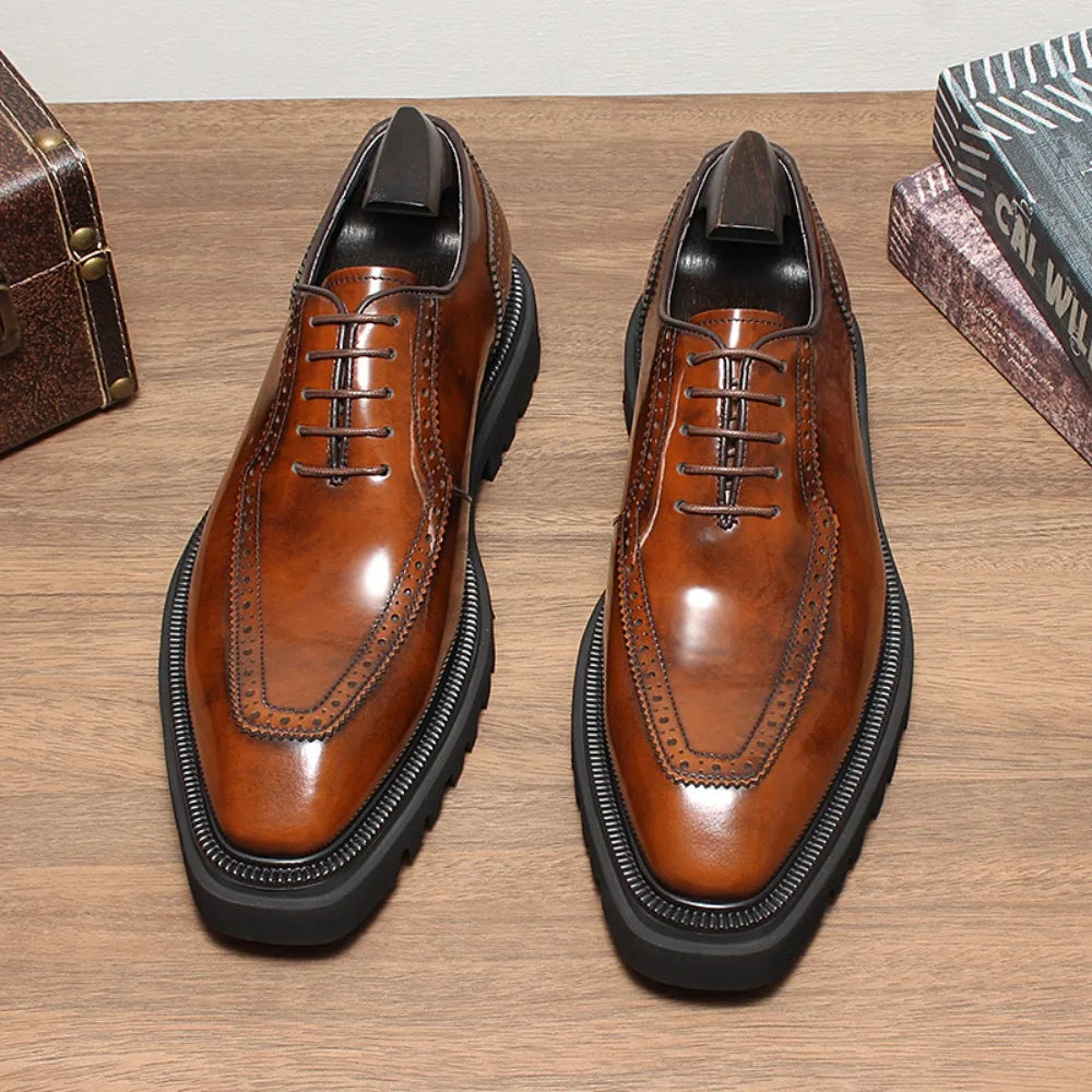 2025 New Men Classic Dress Shoes Genuine Leather Business Casual Formal Sneakers Plus Size Office Wedding Party Oxford Shoes