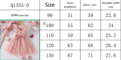 Toddler Girls' Pink Polka Dot Mesh Dress - Flutter Sleeves, Big Bow Waist, Sweet Spring & Summer Princess Dress