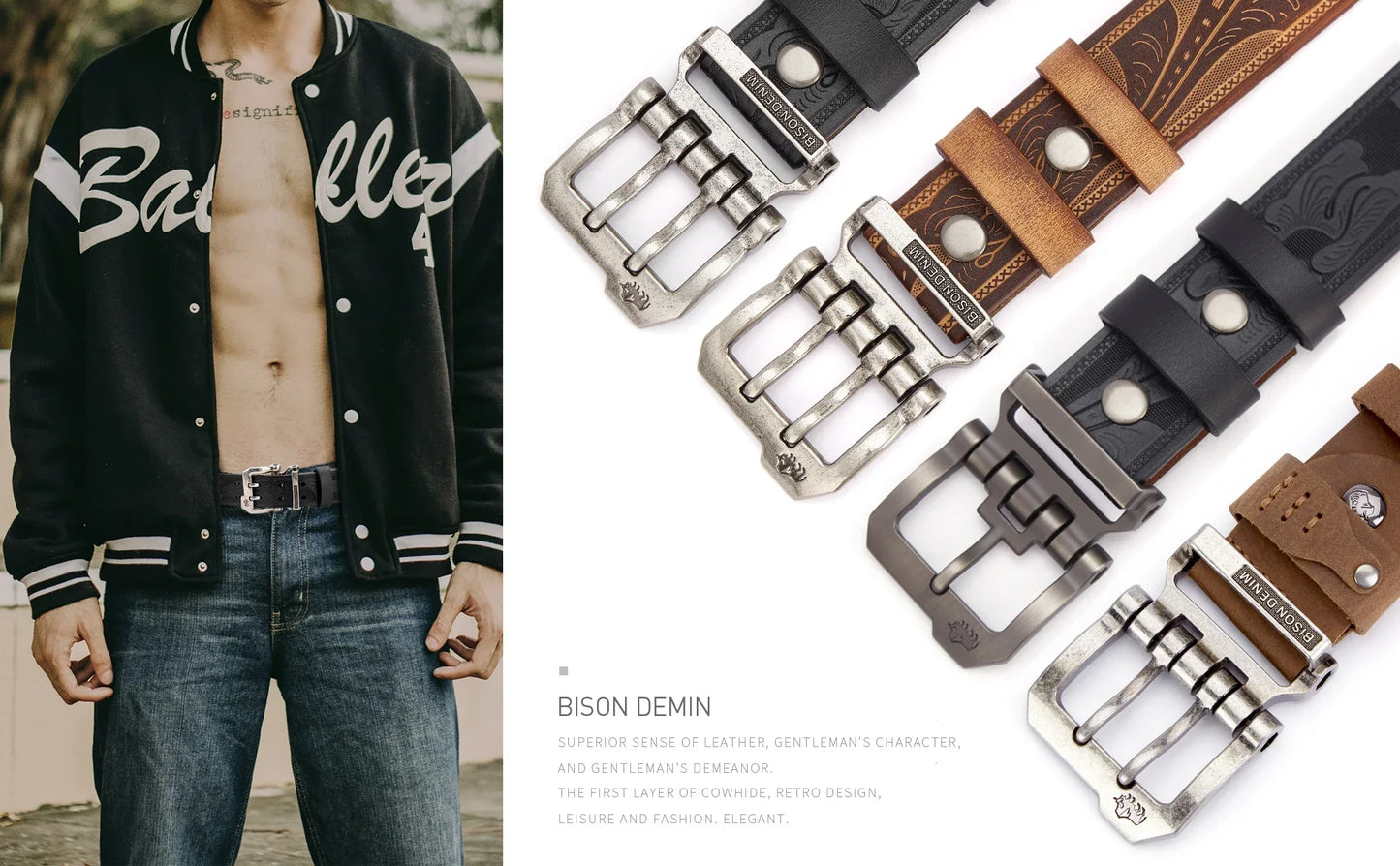 2024 Men Belts Cow Split Genuine Leather Pin Buckle Business Waist Straps Retro Pin Buckle Fancy Male Belt For Jeans