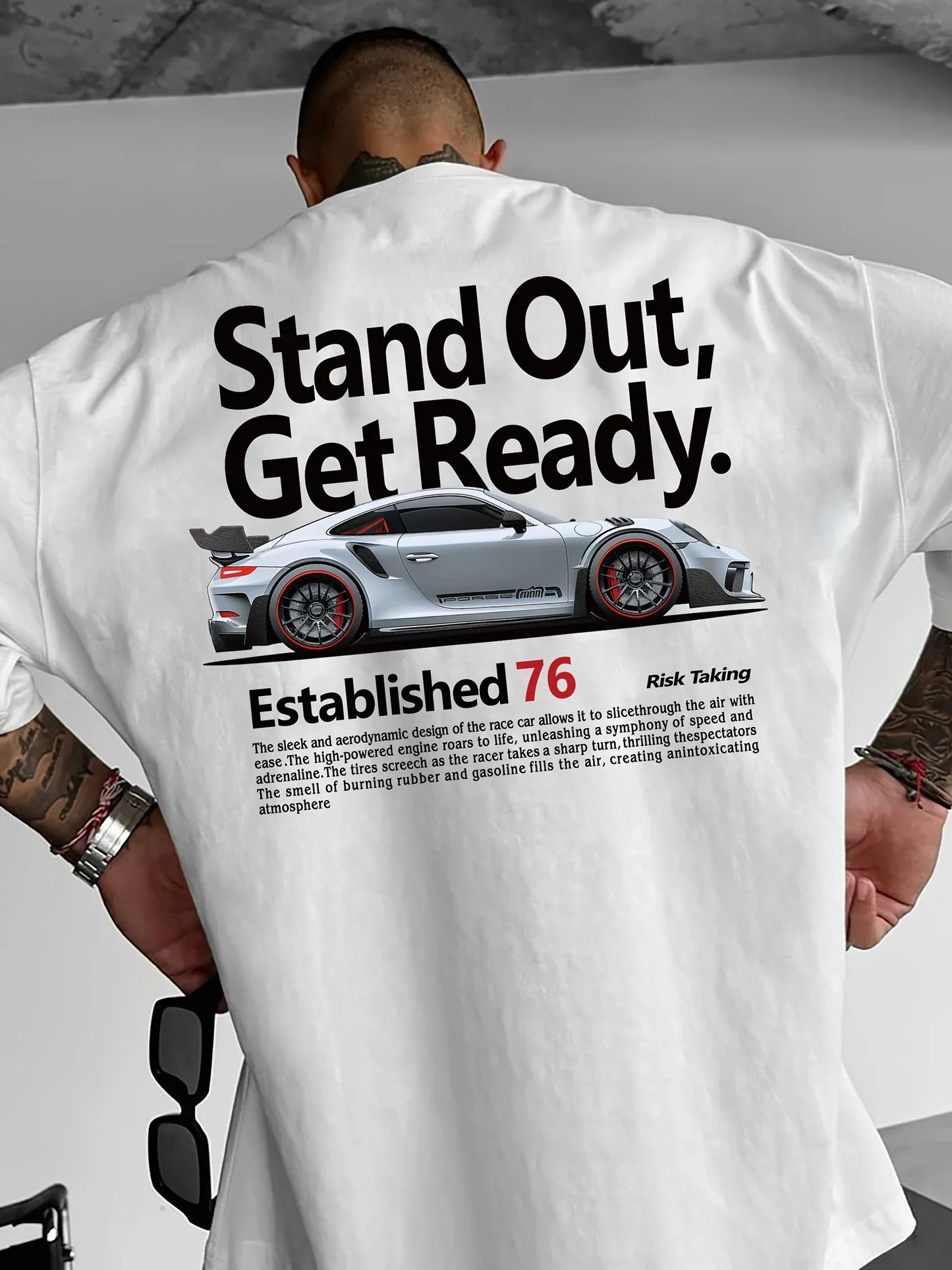 Personality Trendy Racing Print 100% Cotton Men Women T-shirt Summer Autumn Daily Outdoor Sports Party Loose Street Short Sleeve