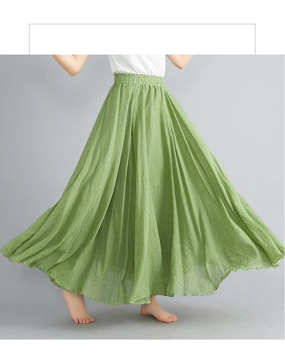 Fashion Cotton Linen Clothes Women Skirts Maxi Y2k Elegant Beach Saia Ropa Mujer Casual Vestido Boho Long Skirt Faldas Harajuku