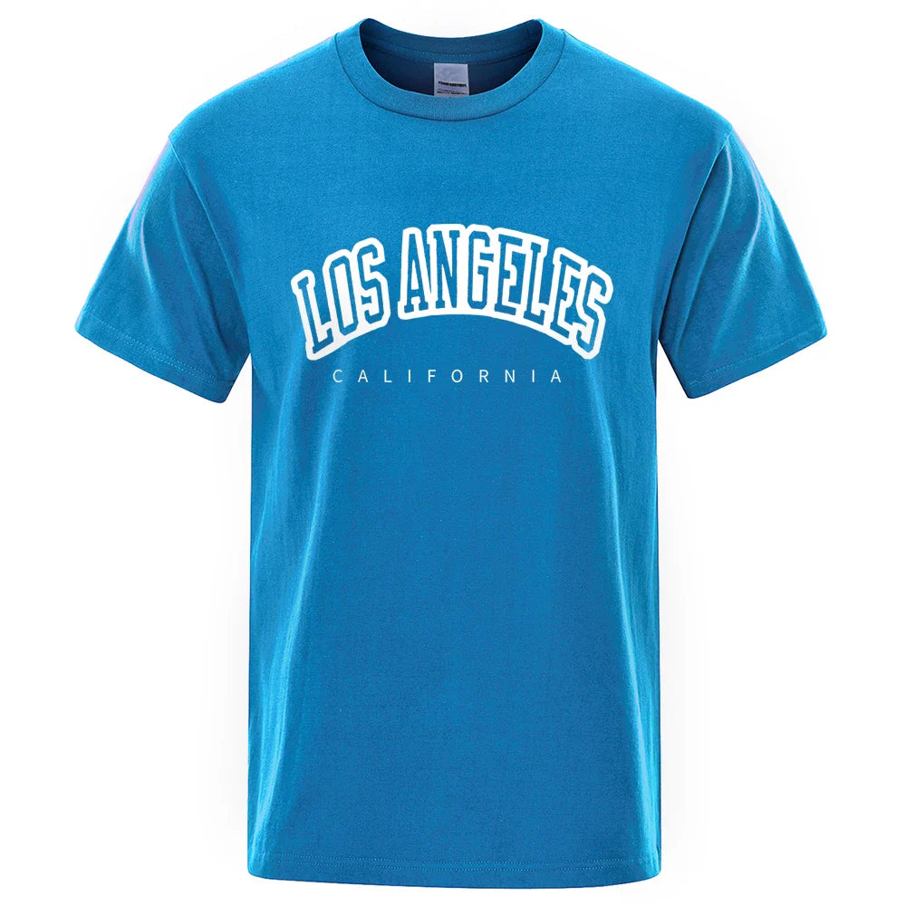 Los Angeles, California Usa City Letter Mens T-Shirts Loose T-Shirts Cotton Breathable T-Shirt Oversized Tops Quality Brand Tops